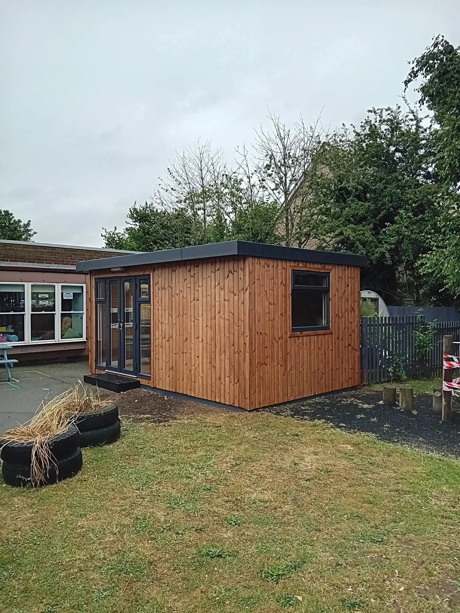Cabins for Schools outdoor classrooms with redwood cladding