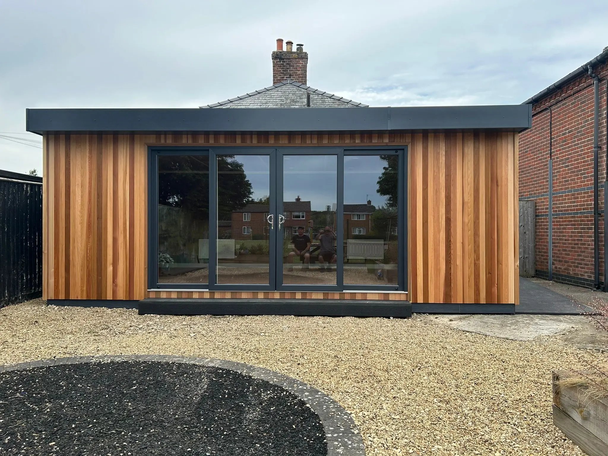 modular building for education cladded in cedar