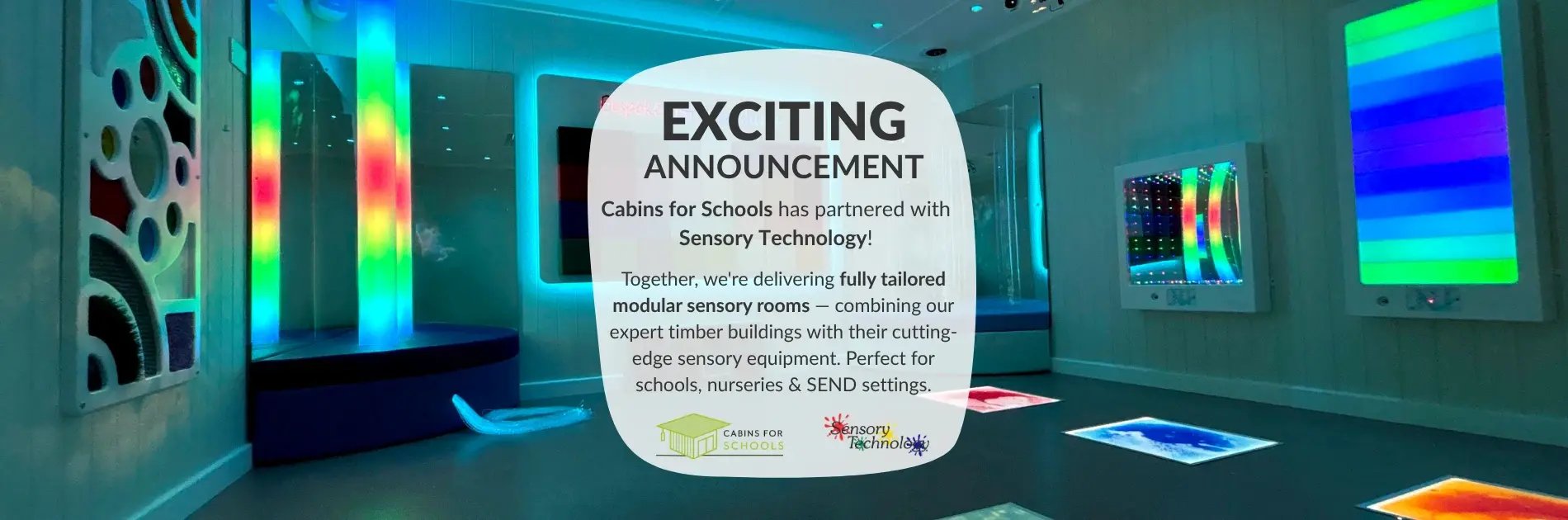 Cabins for Schools and sensory technology have partnered to deliver ready-to-use sensory rooms to schools and education