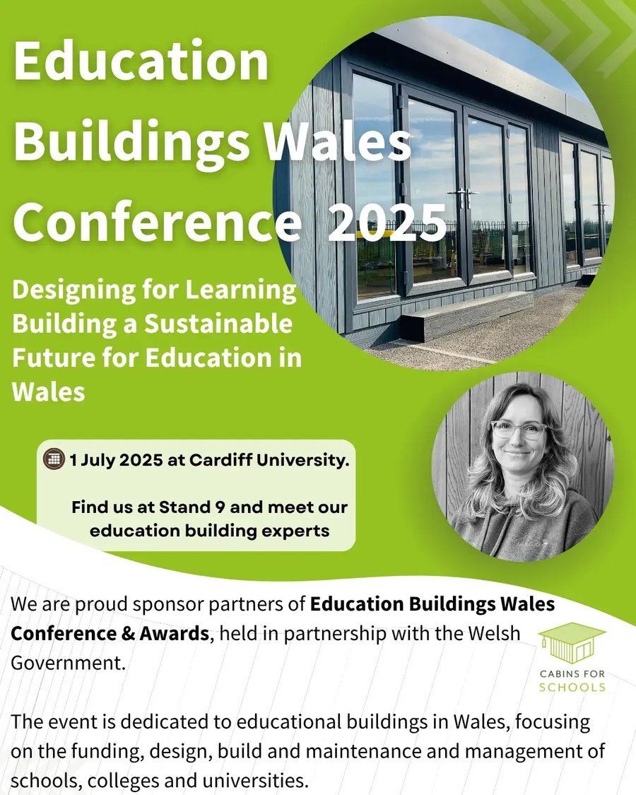 Education Buildings Wales 2025. Find cabins for schools at stand no.9