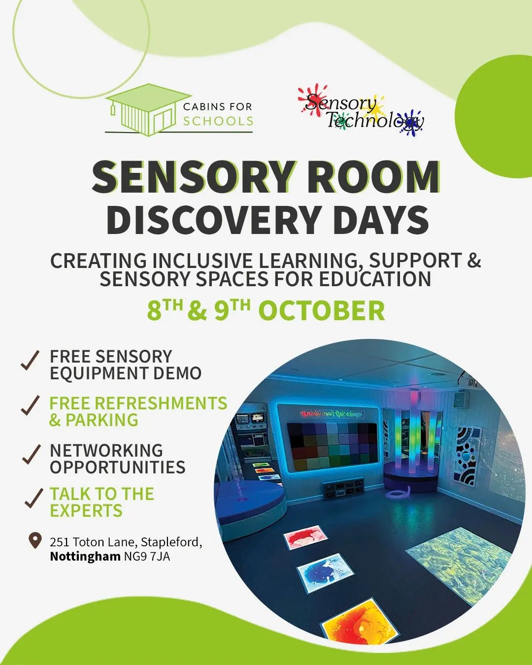 cabins for schools and sensory technology opening event dates and details