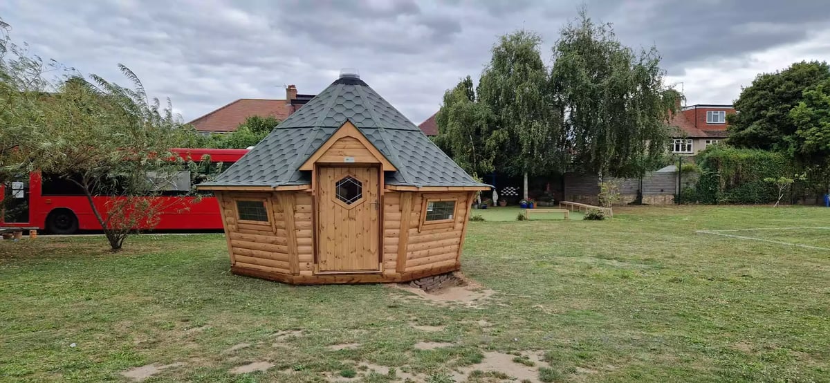log cabin for forest school