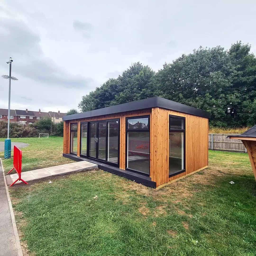 Cabins for Schools wooden classrooms with redwood cladding