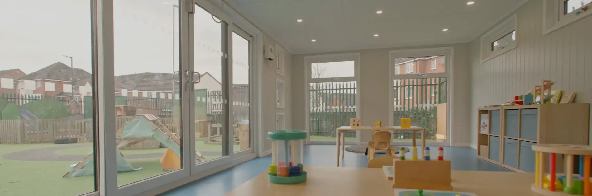 modular nursery room with bright airy interior