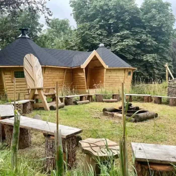cutnall green c of e primary school's forest school log cabin