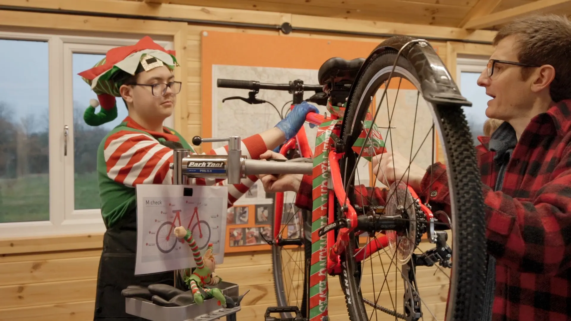 bicycle repair workshop on school grounds