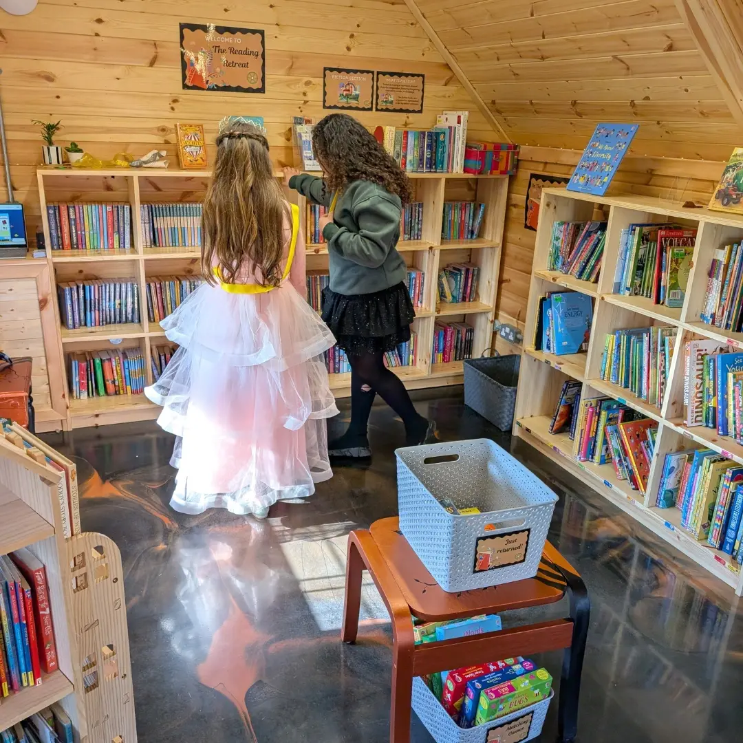world book day in school library cabin