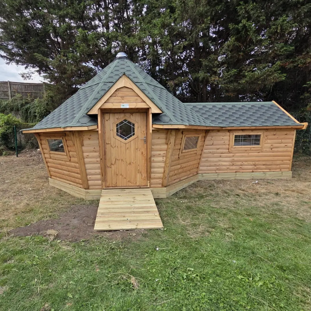 forest school log cabin for forest school activities and outdoor learning sessions
