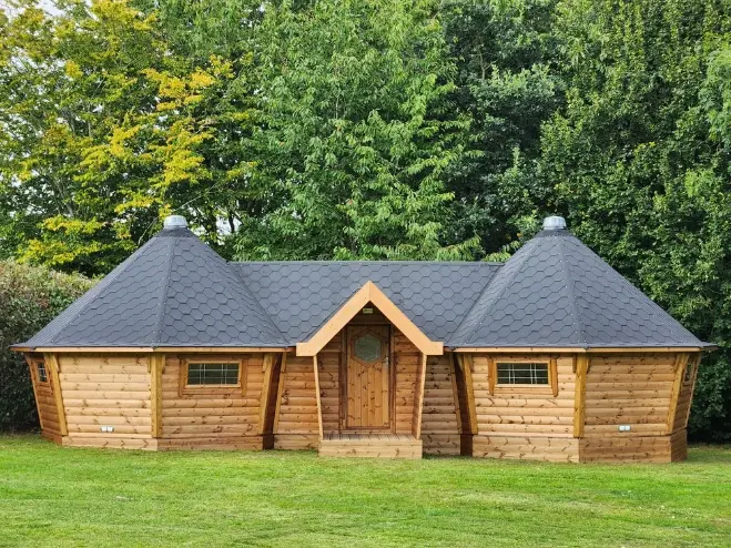 connected log cabins