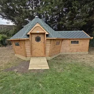 forest school log cabin for forest school activities and outdoor learning sessions
