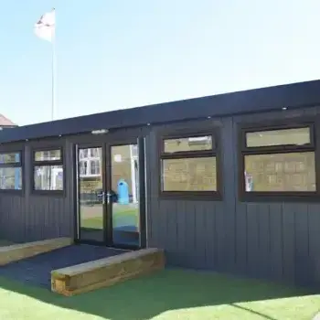 modular classroom used as a dedicated school library